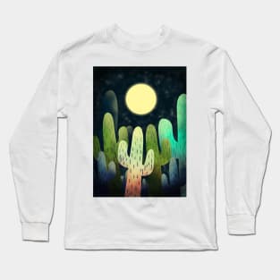 Night Time Cactus Long Sleeve T-Shirt